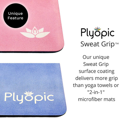 Plyopic. All In One Yoga Mat | Luxury Sweat-Grip Mat/Towel Combo | Ideal for Yoga, Hot Yoga, Bikram, Pilates, Workout & Exercise | Eco-Friendly Natural Rubber