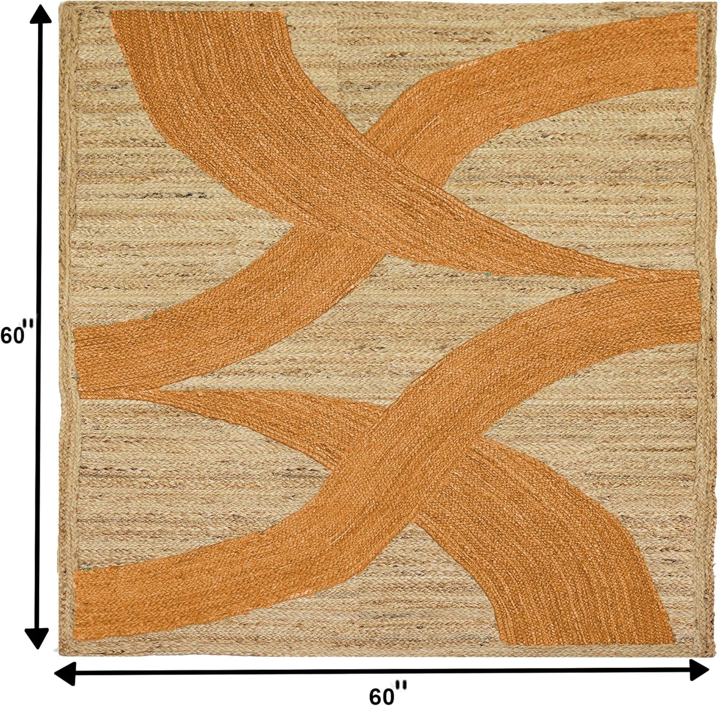 Premium Quality Jute Rug 4x6 Feet Area Rug Natural Fiber Jute Rugs Thick 0.27" Black Abstract Pattern Geometric Rugs for Kids Room, Living Room, Yoga Mat, Indoor Outdoor Carpet - Colors B