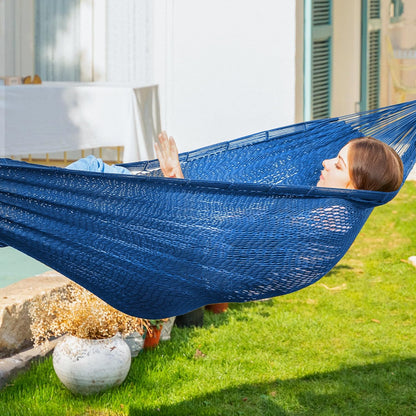PNAEUT Handwoven Mayan Hammocks, Double Rope Hammock for Outdoor Outside & Indoor, Thick Soft 600 lbs Capacity Heavy-Duty, Includes Tree Straps, Carabiners & Carrying Bag (Nature, X-Large)