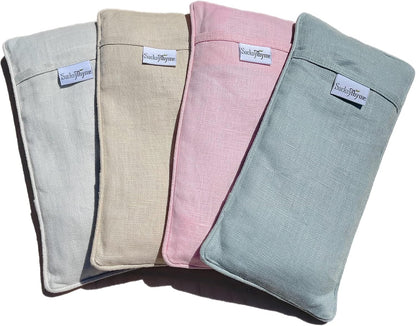 Sacksy Thyme Organic Linen Eye Pillow - Lavender & Flaxseed for Relaxation, Yoga, Stress Relief - Microwavable Heating Pad & Cool Compress - Made in USA - Gifts for Meditation