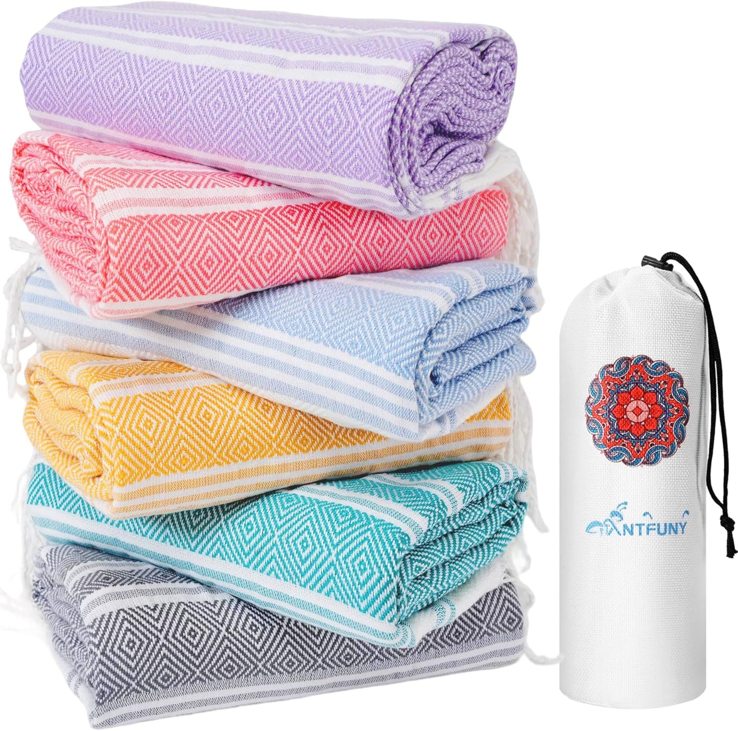 Antfuny Turkish Beach Towels Vacation Essentials Quick Dry Sand Free Oversized Bath Pool Swim Towel Extra Large XL Blanket Adult Travel Cruise Accessories Must Haves Clearance Stuff Necessities - Colors B