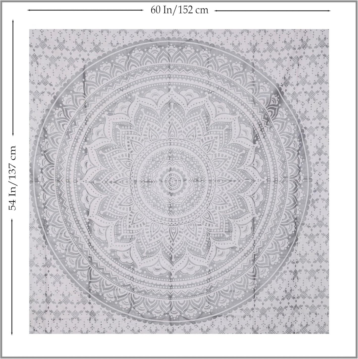 THE ART BOX Original Gold Tapestry Wall Hanging Mandala – Cotton Throw Tapestry – Boho Bedding White and Gold Medium Bedspread 54x60 Inches – Meditation & Yoga Rug Mat
