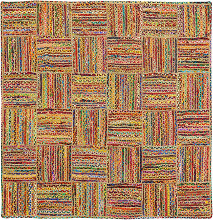 Kilim Rug 3' Round Area Rug Olive Beige White Braided Jute Carpet, Indoor Outdoor Flatweave Rug for Bedroom, Bedside, Kitchen, Beach & Terrace Yoga Mat - Colors B