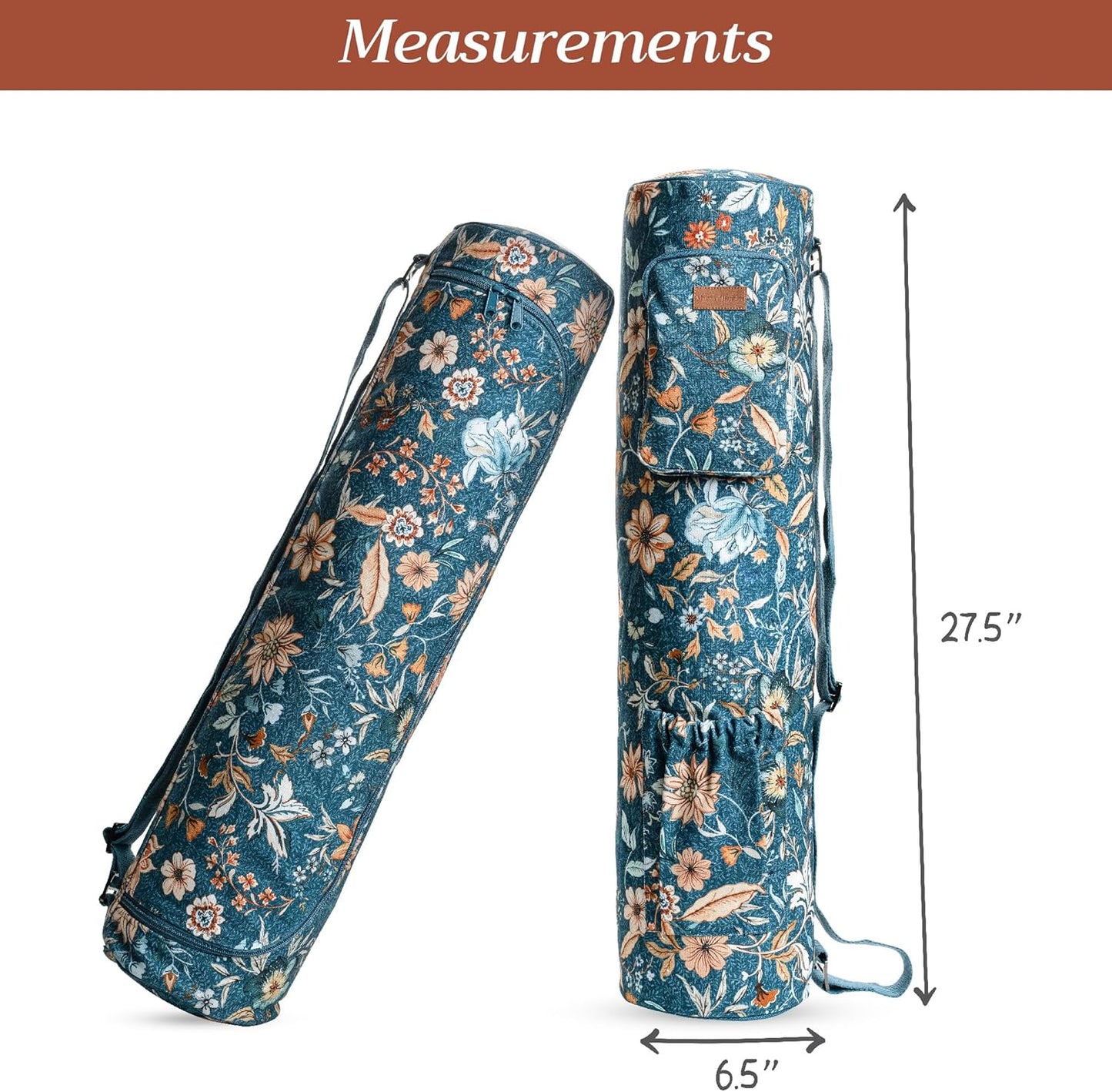 Maison d' Hermine Yoga Mat bag, Cylindrical bag for Woman&Men, yoga mat Bag &Adjustable shoulder straps Yoga Mat Carrier Bag with Drawstring Water Bottle Pocket and zipper pocket Easter Gifts