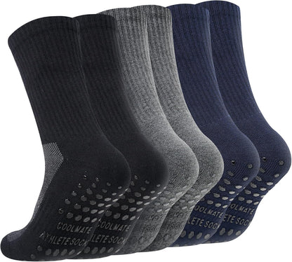 COOLMATE Mens Grip Socks Men Non Slip Size 6-10-13-14, Non Slip Pilates Yoga Socks for Men with Grips, Gifts for Men