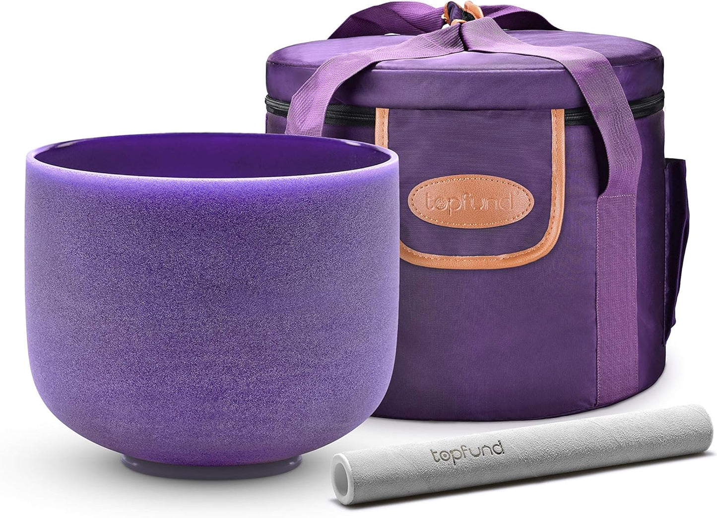 TOPFUND Pink Purple F Note Crystal Singing Bowl Heart Chakra 8 inch with Suede Mallet