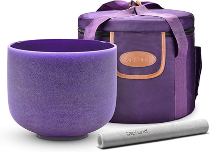 TOPFUND Pink Purple F Note Crystal Singing Bowl Heart Chakra 8 inch with Suede Mallet