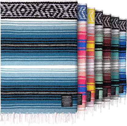 Hydration Nation Authentic Large Handwoven Mexican Blanket - Soft Yoga - Durable Serape - Lightweight Falsa, Beach, Camping, Picnic, Outdoor 70"x50" - Mandarin
