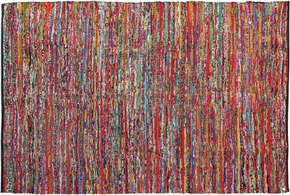 Ramanta Home 100% Cotton Chindi Hosiery Rug 24x36 Inch - Dark Multi, Farmhouse Reversible Soft Bohemeian Rugs Ideal for Entryways, Kitchen, Bedroom | Durable Lightweight Handmade Accent Doormat
