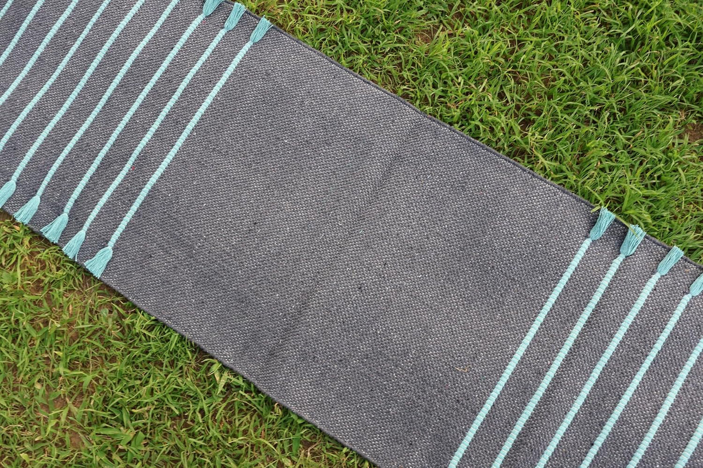 Cotton Organic Yoga Mat - Eco-Friendly Hand-Woven Rug - Handloom Foldable Yoga Mat for Everyday Fitness Maditation Rug - (24”x72”)