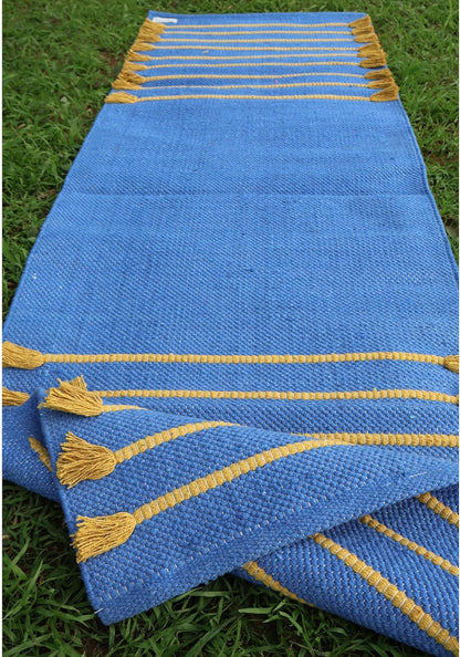 Cotton Organic Yoga Mat - Eco-Friendly Hand-Woven Rug - Handloom Foldable Yoga Mat for Everyday Fitness Maditation Rug - (24”x72”)