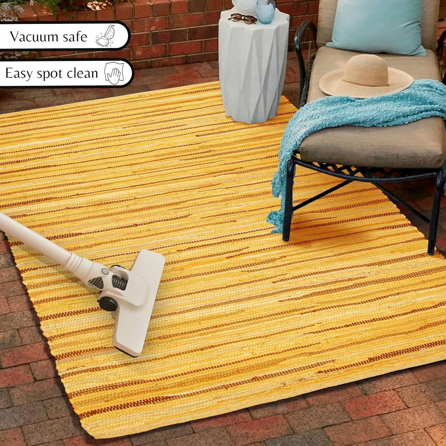 Ramanta Home 100% Cotton Chindi Hosiery Rug 24x36 Inch - Dark Multi, Farmhouse Reversible Soft Bohemeian Rugs Ideal for Entryways, Kitchen, Bedroom | Durable Lightweight Handmade Accent Doormat