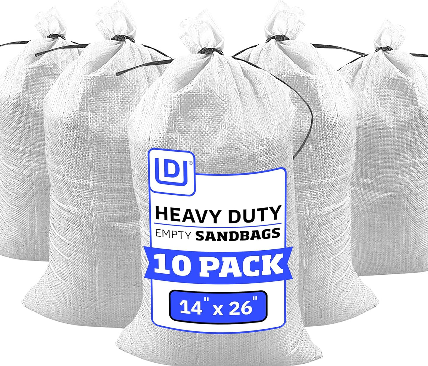 DURASACK Heavy Duty Sand Bags with Tie Strings Empty Woven Polypropylene Sand-Bags for Flood Control with 1600 Hours of UV Protection, 50 lbs Capacity, 14x26 inches, Green, Pack of 50