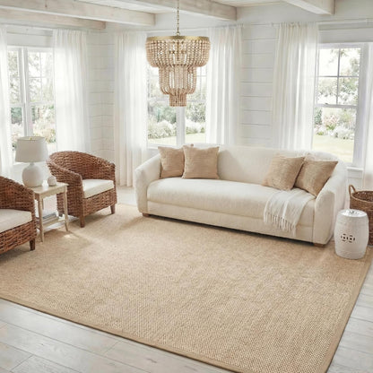SAFAVIEH Area Rug 11x15 - Natural Fiber Collection - Large - Maize & Linen Color, Sisal, Woven Design with Border (NF141B) - Colors B