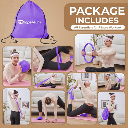 Pilates Kit for Women – 16PCS Home Pilates Workout Kit for Beginners, Pilates Ring Set with Ball, Resistance Bands & Accessories, Full Body Toning Equipment for Home Workouts