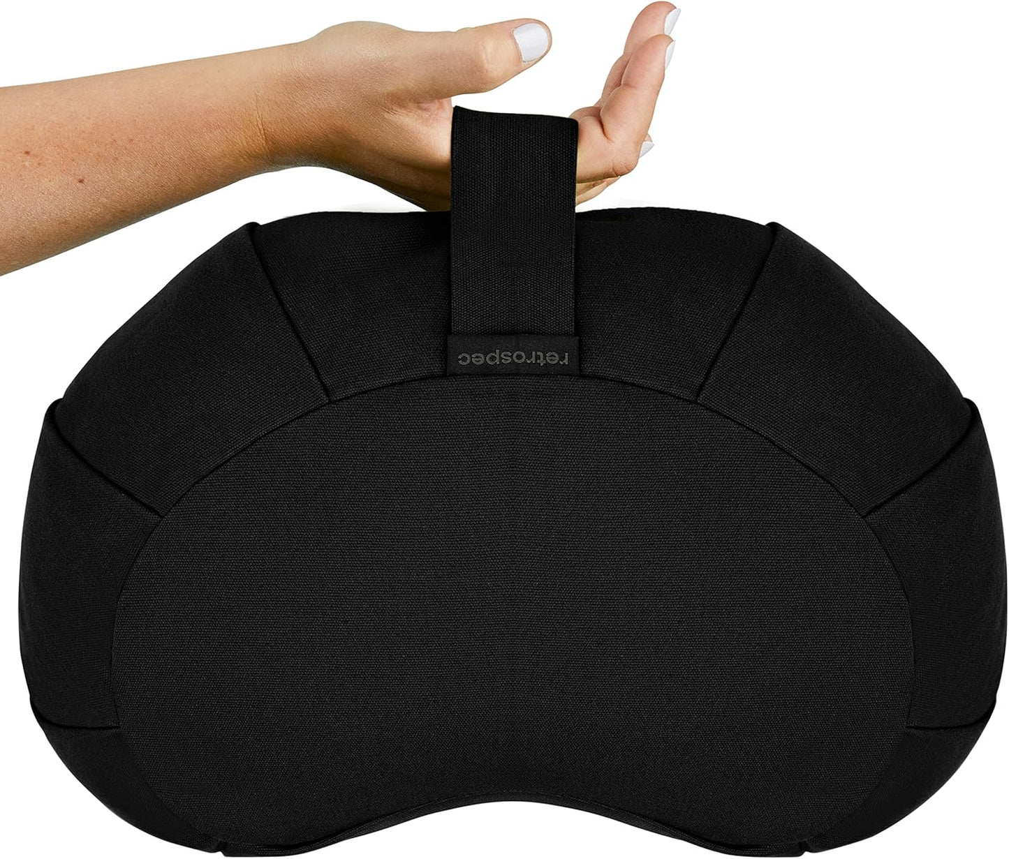 Retrospec Sedona Zafu Meditation Cushion with Buckwheat Hull Fill - Adjustable Yoga & Pilates Equipment Support - 17in Crescent Cotton Cover