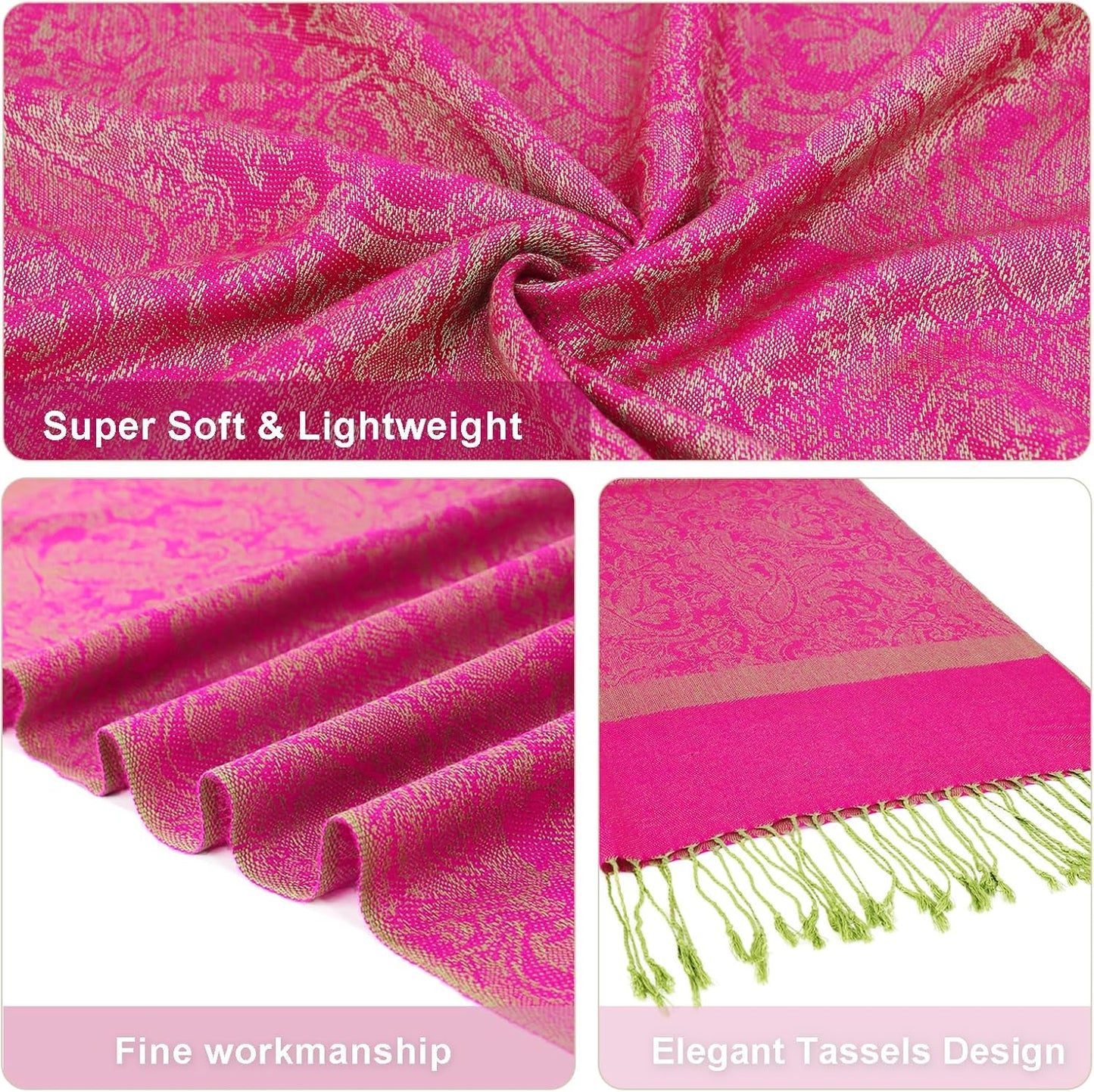 vimate Silky Paisley Pashmina Shawl Scarf-Women's Soft Double-side Jacquard Pashminas Wrap for Evening Dress Travel Shawl