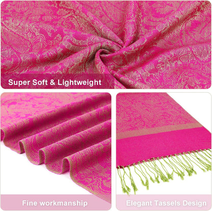 vimate Silky Paisley Pashmina Shawl Scarf-Women's Soft Double-side Jacquard Pashminas Wrap for Evening Dress Travel Shawl