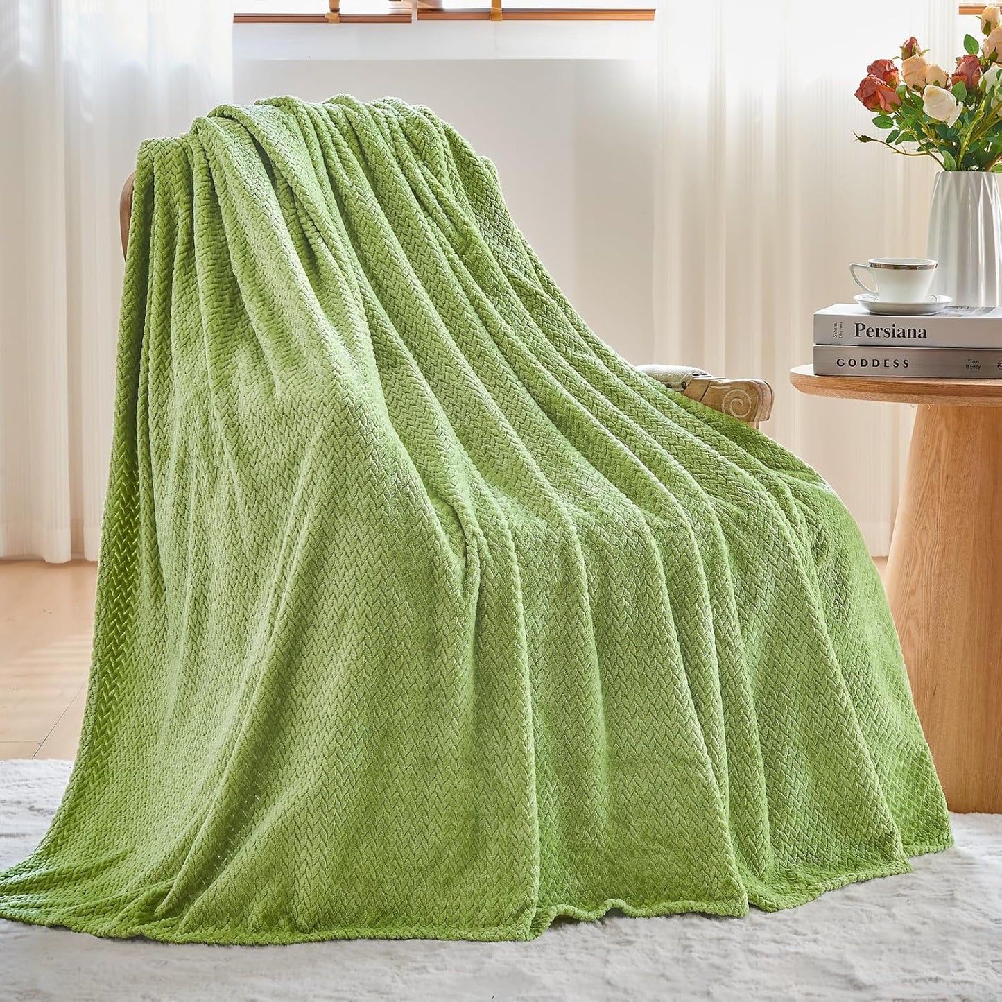 NEWCOSPLAY Super Soft Throw Blanket Light Purple Premium Silky Flannel Fleece Leaves Pattern Lightweight Bed Blanket All Season Use (Light Purple, Throw(50"x60")) - Colors B