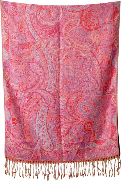 Achillea Reversible Paisley Pashmina Rave Scarf – Exotic Indian Shawls and Wraps for Evening Dresses, Festivals, All Seasons - Colors B