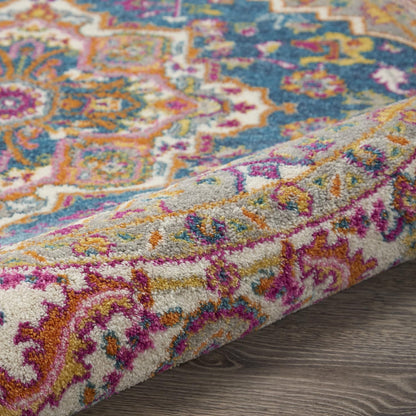 Nourison Home Passion Teal Multicolor 9' x 12' Area Rug - Easy Clean, Non Shedding, Bed Room, Living Room, Dining Room, Kitchen (9' x 12')