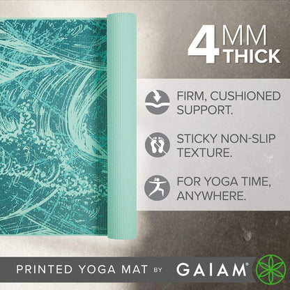 Gaiam Print Yoga Mat, Non Slip Exercise & Fitness Mat for All Types of Yoga, Pilates & Floor Exercises
