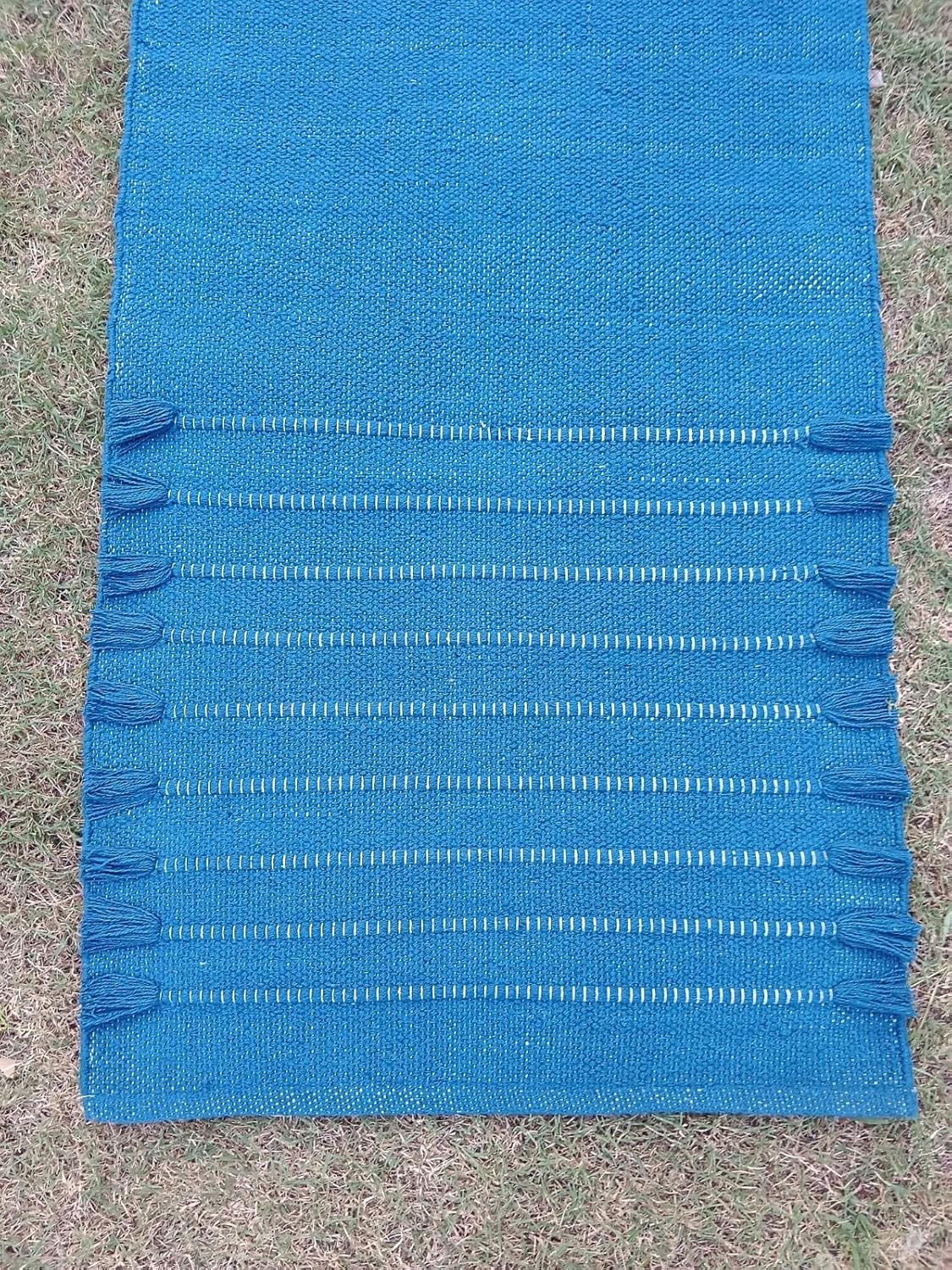 Jaipur art & Rugs Organic Cotton Yoga Mat - Eco-Friendly Hand-Woven Rug - Non Slip & Thick (24”x72”x5mm) for Everyday Fitness at Home - Comfortable Extra-Long