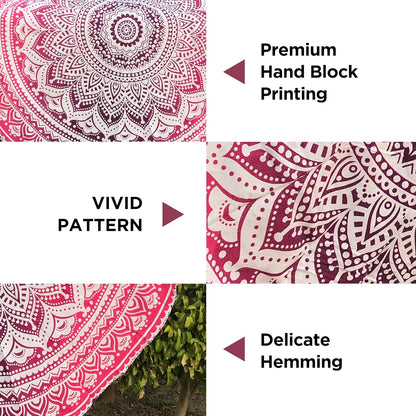 raajsee Purple Round Beach Tapestry Hippie/Boho Beach Blanket Mandala/Indian Cotton Throw - Round Tablecloth/Home Decor/Indie Rug Yoga Mat Meditation Picnic Rugs 127 CM / 50 INCHE Circle