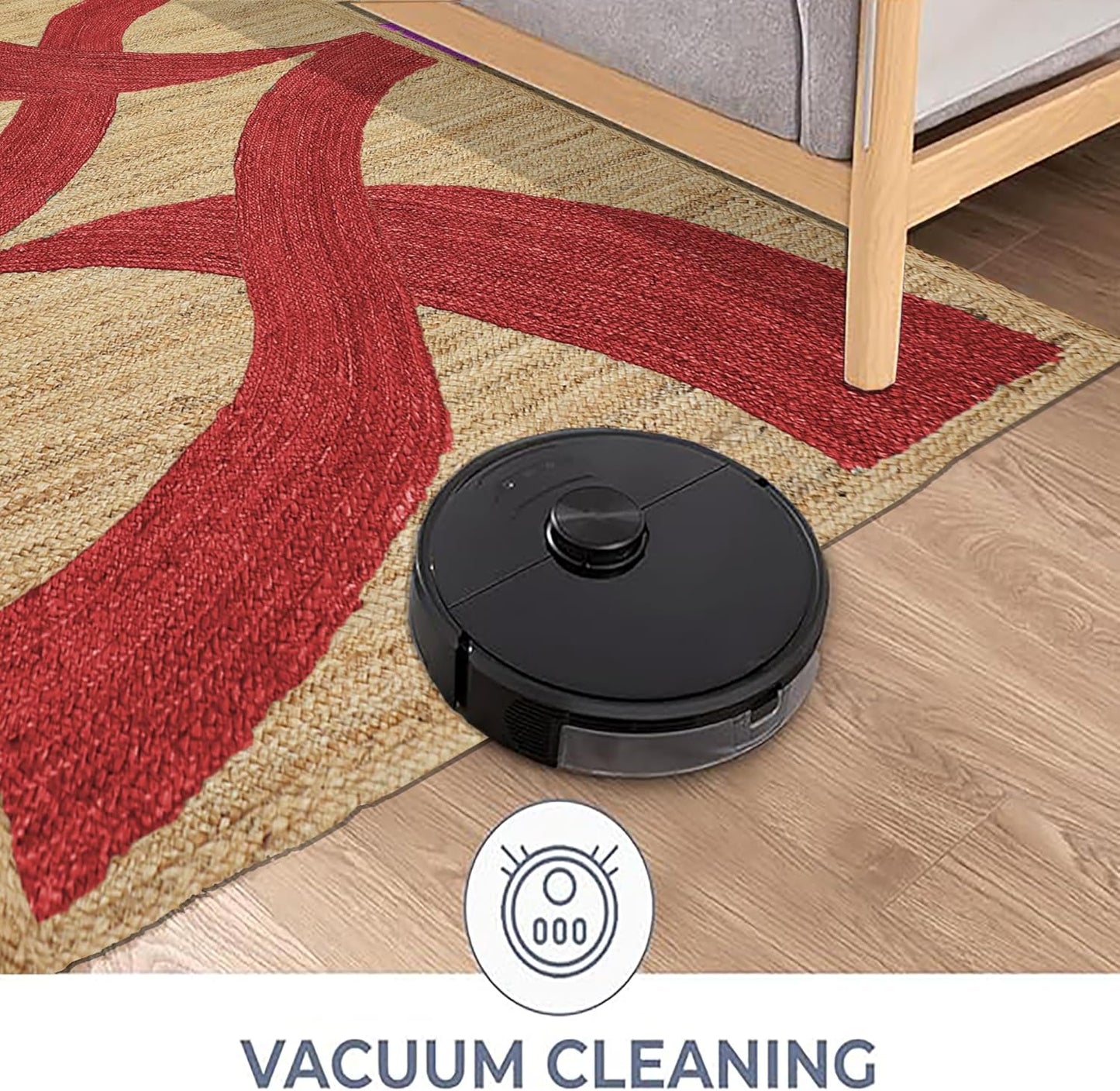 Premium Quality Jute Rug 4x6 Feet Area Rug Natural Fiber Jute Rugs Thick 0.27" Black Abstract Pattern Geometric Rugs for Kids Room, Living Room, Yoga Mat, Indoor Outdoor Carpet - Colors B