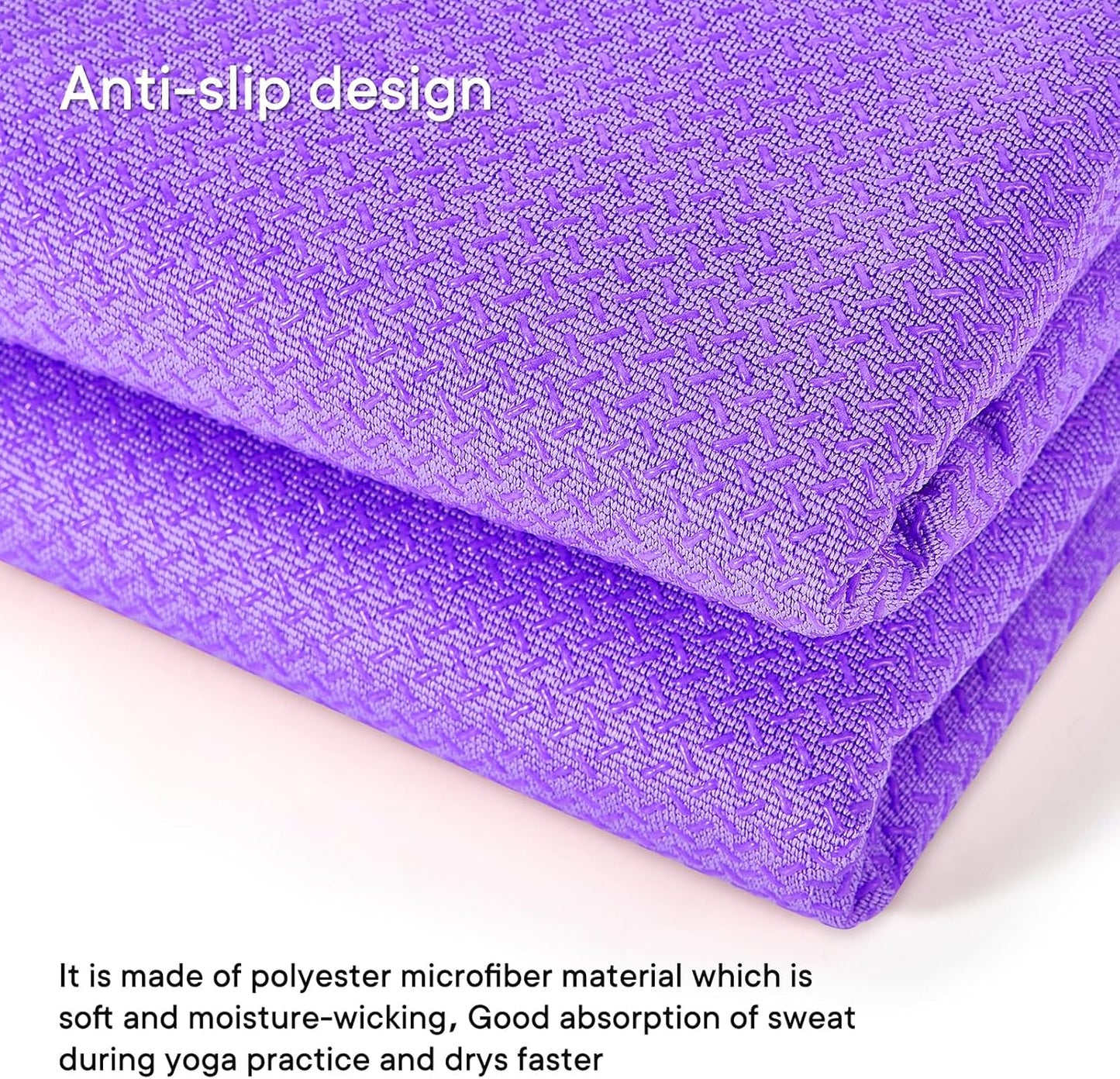 Hot Yoga Towel with Grip Dot, Non Slip Sweat Absorbent Microfiber Yoga Mat Towels for Hot Yoga, Pilates, Fitness and Workout 72inch x 24inch