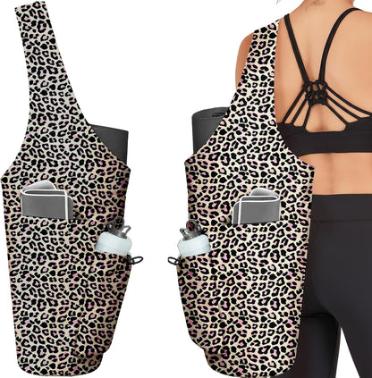 Yoga Bag for Women, Large Yoga Mat Bag Tote Carrier with Wet Dry Pocket, Water Bottle Holder & Adjustable Strap, Fits 1/2" Thick Yoga Mat for Gym, Pilates, Travel, Work