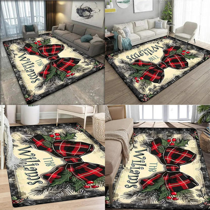 Personalized Family Name Initials Monogram Pink Rug, Shining Butterfly Printed Carpets for Girls Kids Butterfly Theme Living Room Indoor Bedroom Decor 5'×7' Soft Polyester Yoga Mat