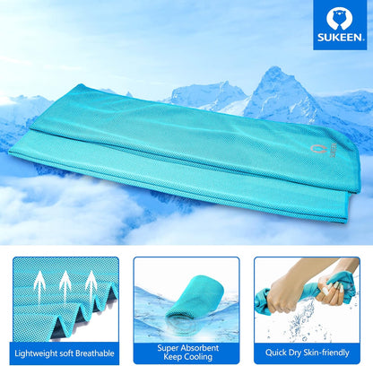 Sukeen [4 Pack Cooling Towel (40"x12"), Soft Breathable Chilly Microfiber Towel for Yoga,Sport,Running,Gym,Workout,Camping,Fitness,Workout & More Activities