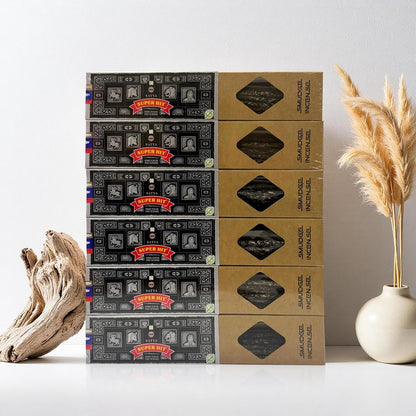 Satya Incense Gift Set Nag Champa, Super hit, Dragon's Blood, Sandalwood, Patchouli, Lavender, Positive Vibes, 15 g