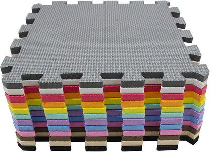 meiqicool Foam Play Mat Thick Soft EVA Interlocking Foam Floor Mats Children Yoga Exercise Multi Jigsaw Puzzle Blocking Board Kids Playmats Play Grey 18 Piece L