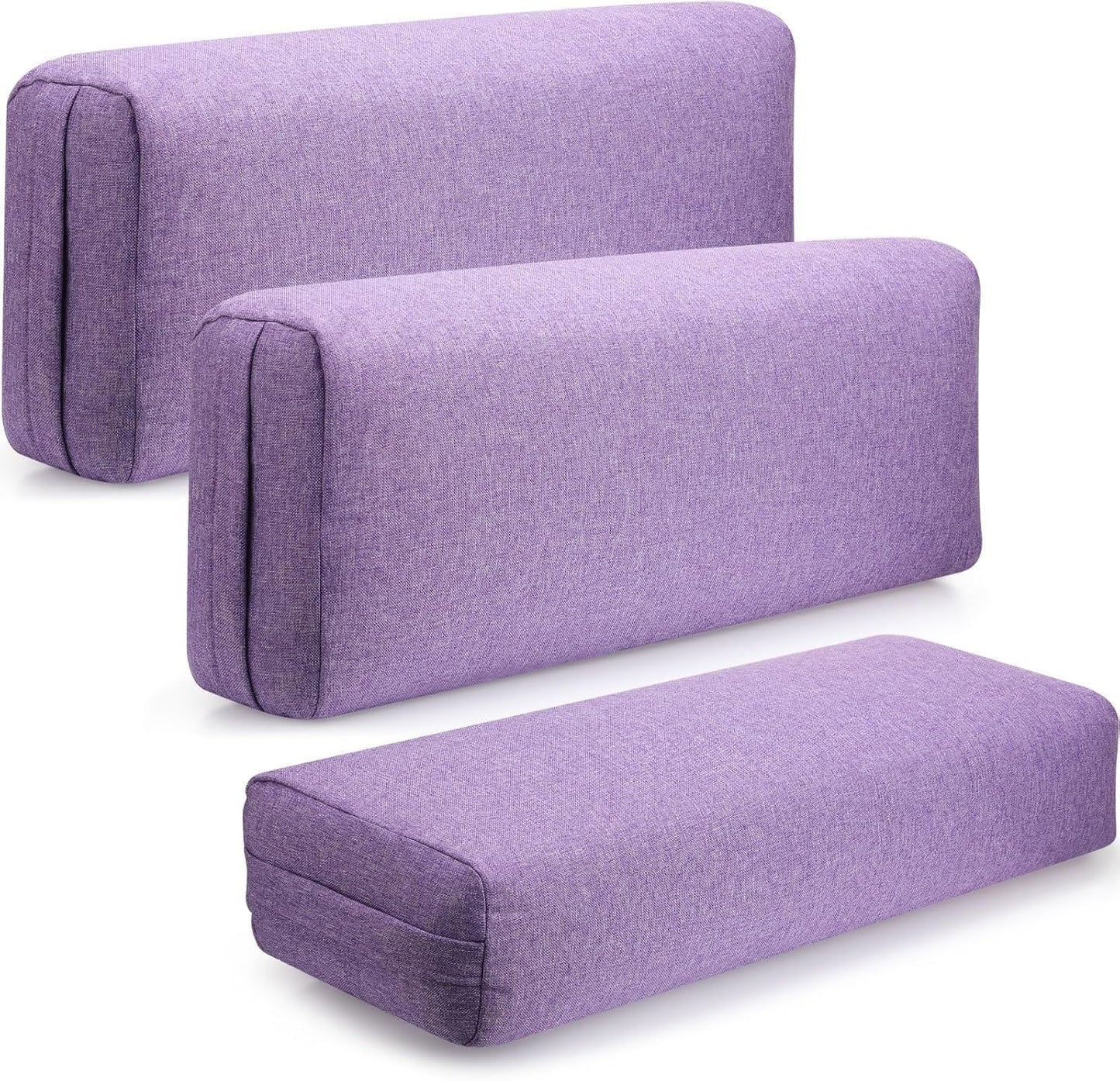 Suzile 3 Pack Yoga Bolster Pillow for Restorative 25" x 9" x 5" Meditation Pillow Rectangular Lightweight Yoga Pillow Cushion with Handle, Washable Cover Yoga Accessories