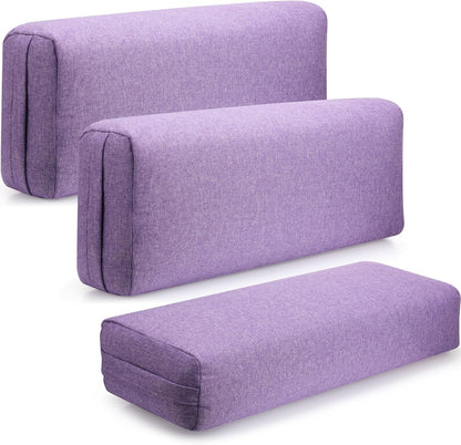 Suzile 3 Pack Yoga Bolster Pillow for Restorative 25" x 9" x 5" Meditation Pillow Rectangular Lightweight Yoga Pillow Cushion with Handle, Washable Cover Yoga Accessories