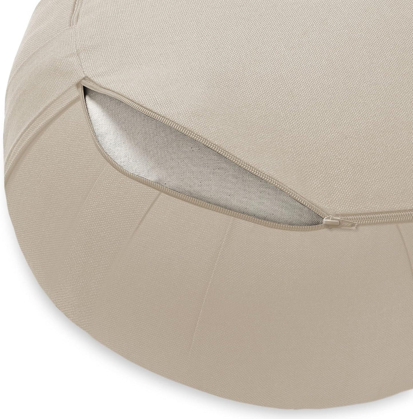 Zafu Meditation Cushion, 15" Round Buckwheat Yoga Pillow with Organic Cotton Cover