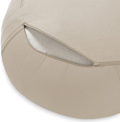 Zafu Meditation Cushion, 15" Round Buckwheat Yoga Pillow with Organic Cotton Cover