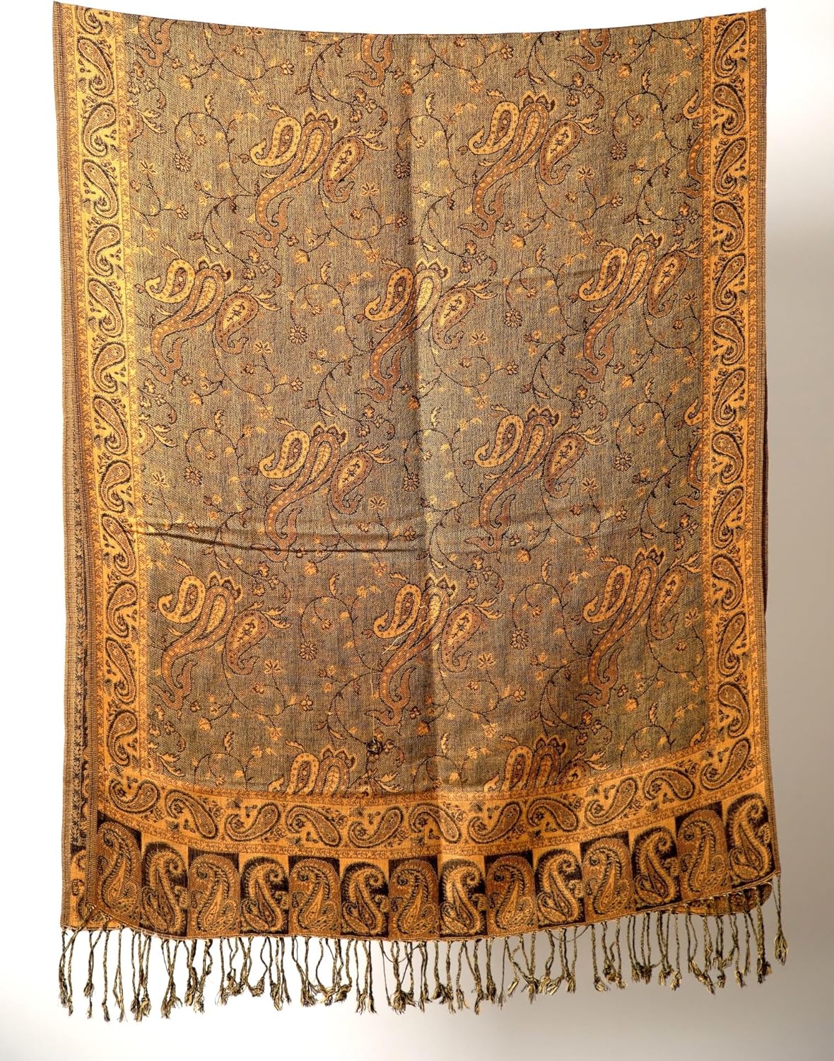 Achillea Reversible Paisley Pashmina Rave Scarf – Exotic Indian Shawls and Wraps for Evening Dresses, Festivals, All Seasons - Colors A
