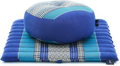 Leewadee Meditation Cushion Set – 1 Small Zafu Yoga Pillow and 1 Small Roll-Up Zabuton Mat Filled with Kapok