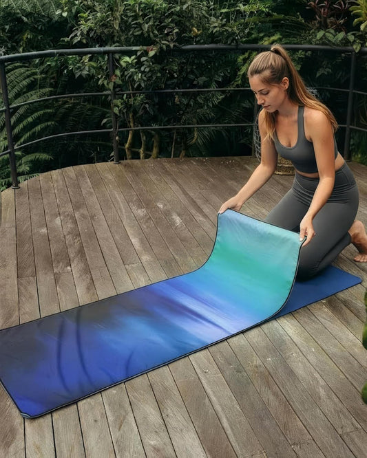 Eunzel Hot Yoga Towel, Non Slip Yoga Mat Towel Sweat Absorbent Printed Yoga Towel with Grip Dots for Hot Yoga, Pilates and Workout 72"x 24", Sunset