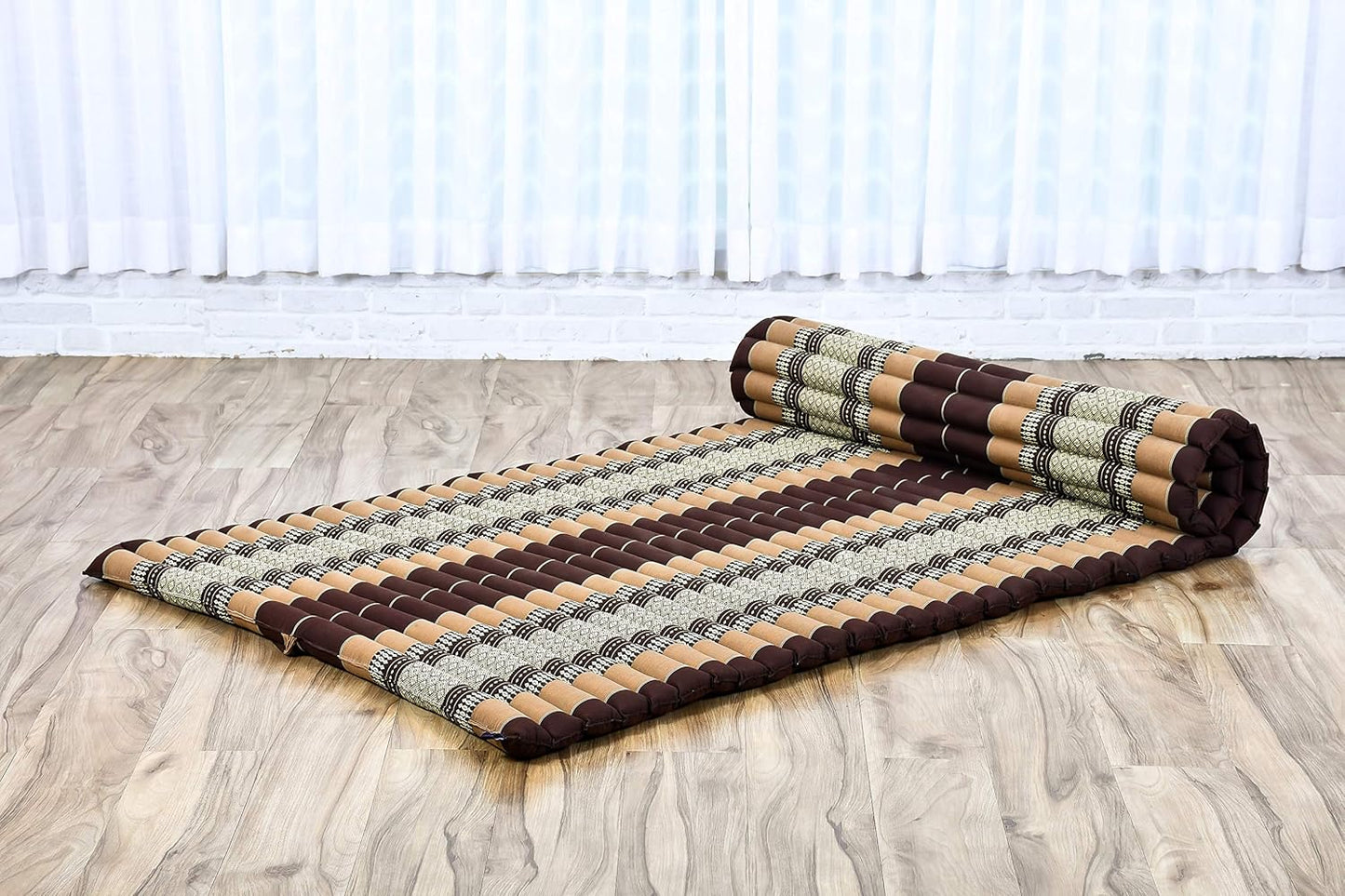 Leewadee - Kapok Roll Mat – Handcrafted Folding Sleep & Relaxation Mattress from Thailand, Ideal as Guest Bed, Camping Mat, Yoga Mat or Traditional Futon, 75 x 39 inches, Anthracite