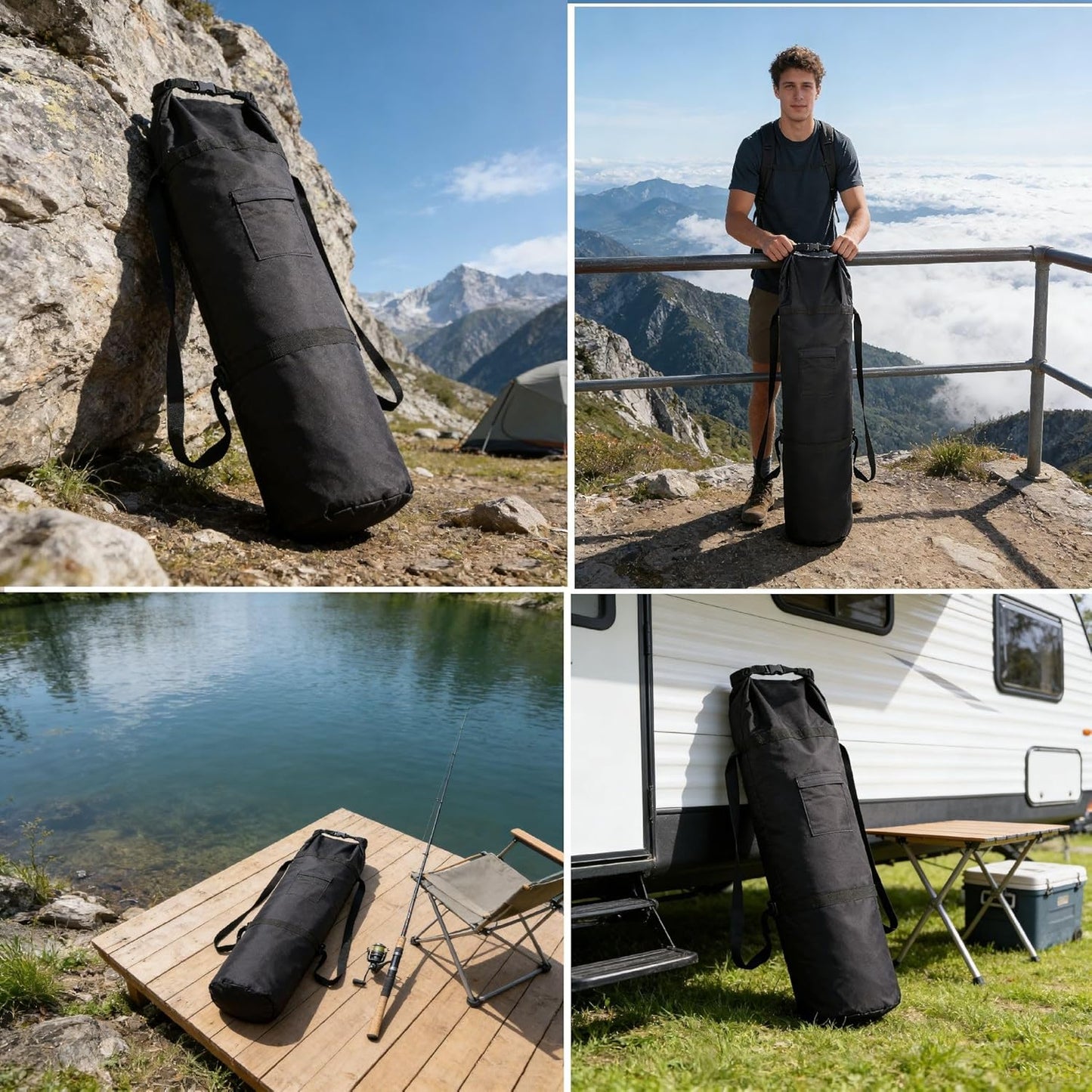 XXL(53" X 11.8") Camping Storage Bag,600D Oxford Fabric Gear Bag with Adjustable Shoulder Straps & Hook Loop Closure & Side Pocket, 2 for Outdoor Camping Hiking Travel(1 Pack)