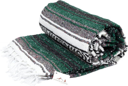 Open Road Goods Blue Mexican Blanket - Authentic Serape Falsa Blanket - Handmade