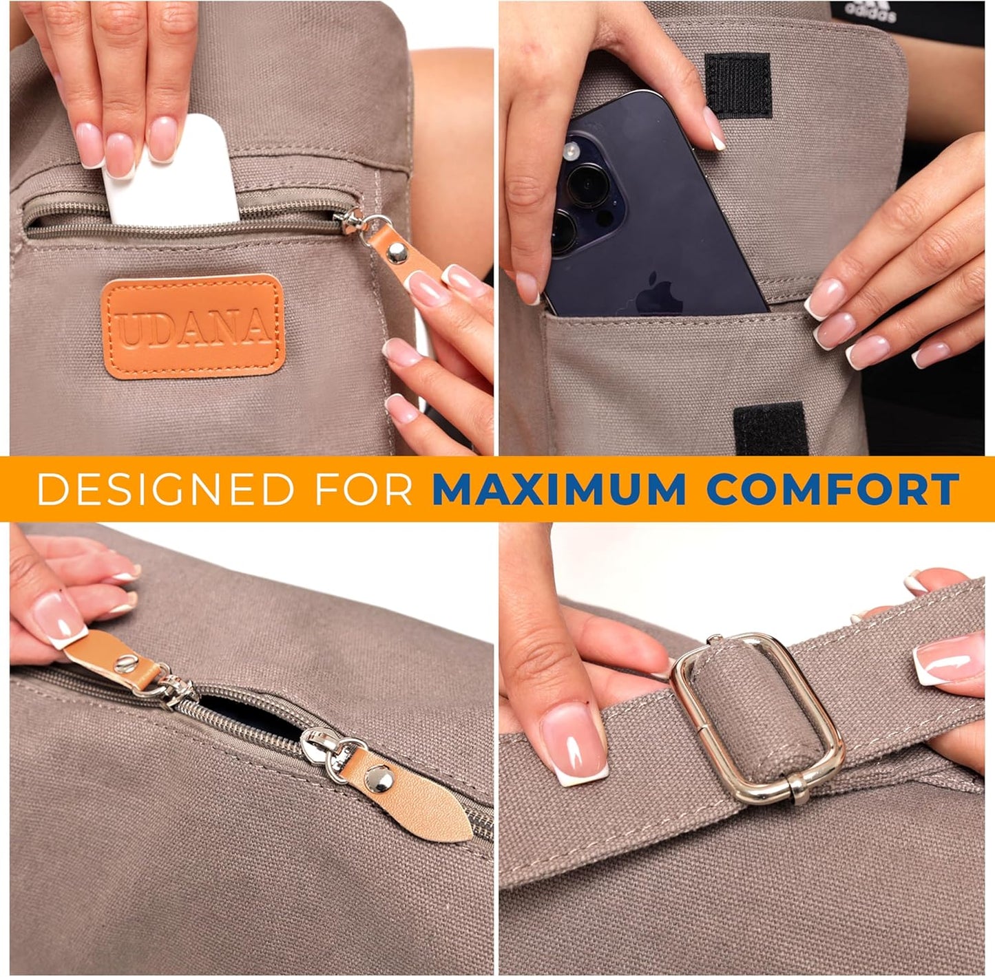 UDANA Canvas Yoga Mat Bag for Women & Men, Full-Zip Carrier with 3 Pockets & Adjustable Strap, Stylish Gym & Pilates Bag – Available in Multiple Sizes