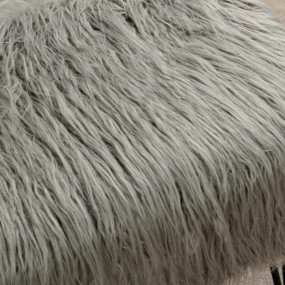 Home Soft Things Green Mongolian Faux Fur Ottoman, Desert Sage, 19'' x 13'' x 17'', Cozy Plush Fluffy Ottoman Foot Rest Stool for Living Room Bedroom Entryway Makeup Bench End of Bed Home Décor