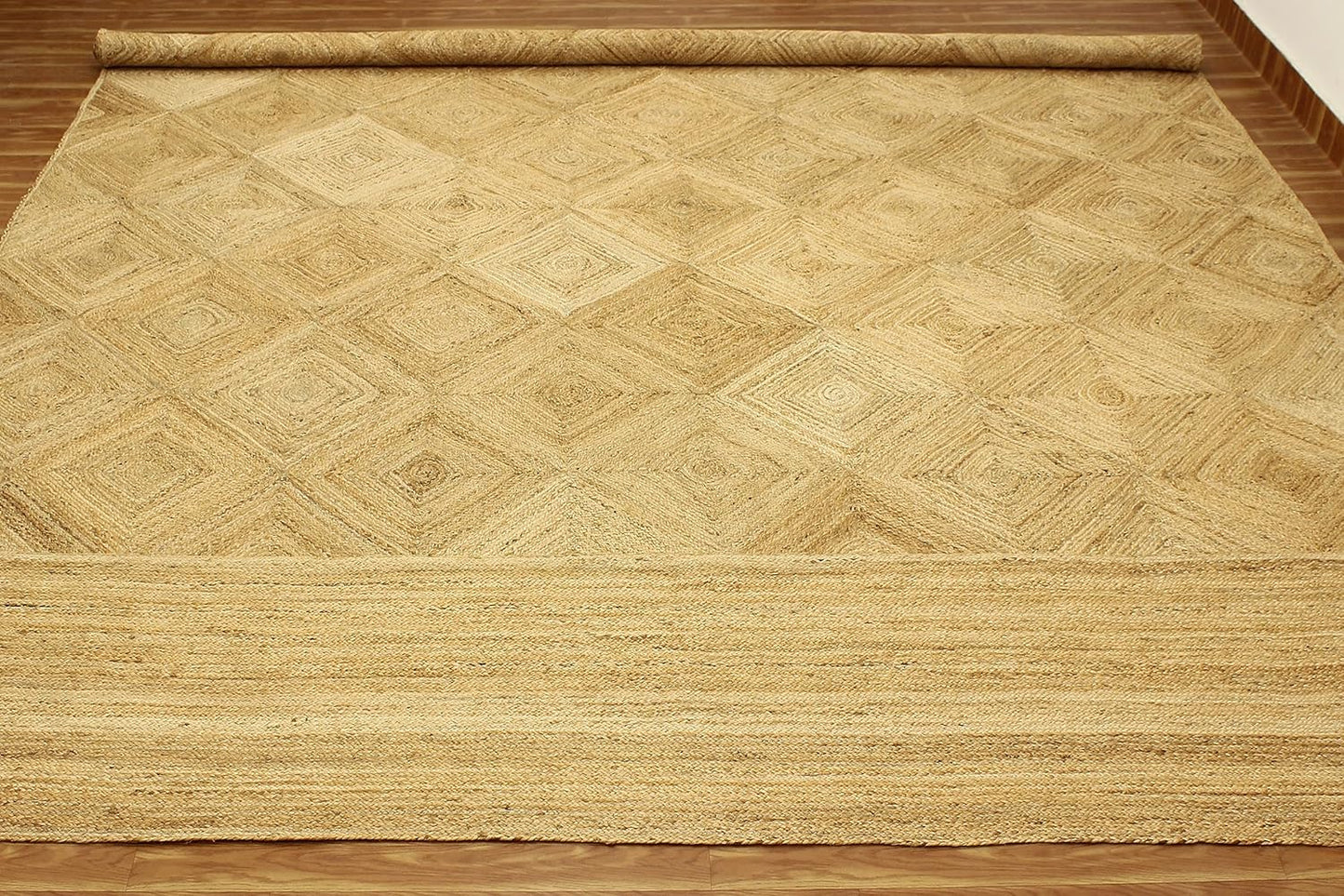 Heavy Material Hand Braided Jute 3x5 Natural Jute Beige Multi Geometric Design Hand Woven Rug Flatweave Area Carpet Indoor Outdoor Rugs for Kitchen Garden Yoga Mat - Colors B