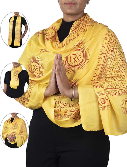 Yoga Scarf Meditation Shawl Large Wrap Hindu Prayer Stole OM print