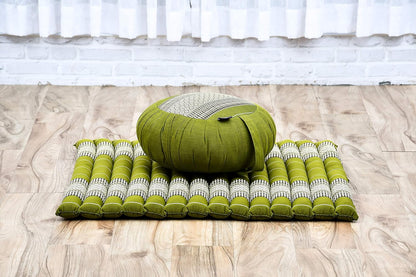 Leewadee Meditation Cushion Set – 1 Round Zafu Meditation Pillow and 1 Square Roll-Up Zabuton Meditation Mat, Pillows Bundle Filled with Kapok